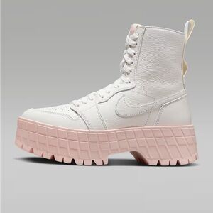 Jordan Women's White and Pink High-Top Boots